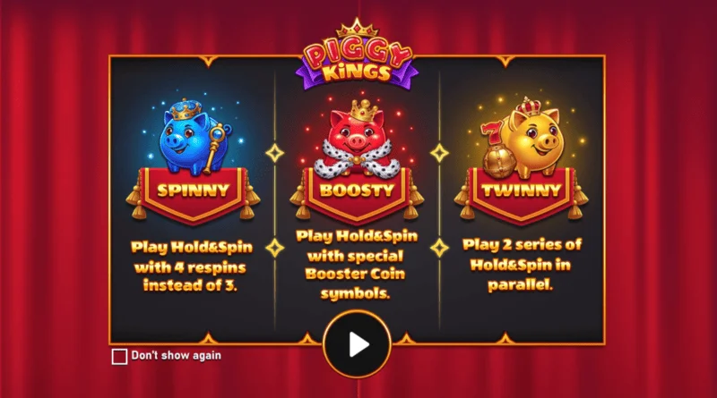 Piggy Kings - üç domuzcuk ve makaraların olduğu ana ekran