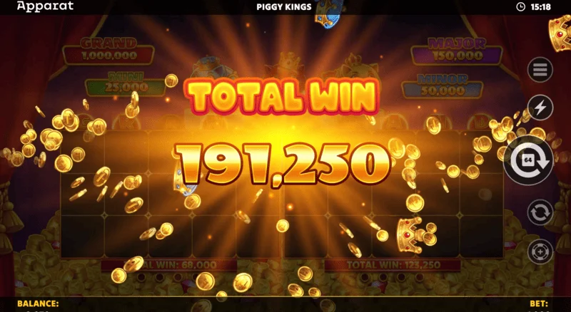 Piggy Kings - Free Games'te kazanan ekranı
